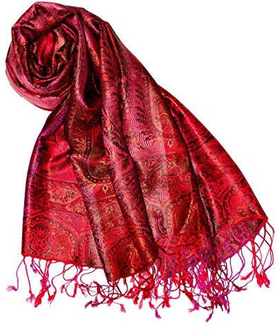Lorenzo Cana Pashmina Schal Schaltuch jacquard gewebt 100% Seide Paisley Muster Seidenschal Seidentuch Seidenpashmina mehrfarbig 70 x 190 cm