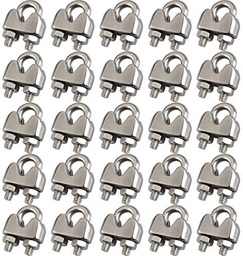 Cozihom 3/16 Inch M4 Wire Rope Cable Clip Clamp, 304 Stainless Steel, U Bolt Saddle Fastener, 25 Packs
