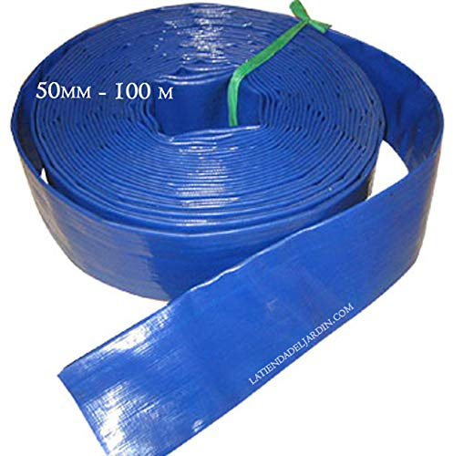 Industrieschlauch 50 mm 10 Meter | Feuerwehrschlauch | Flachschlauch 50 | Bauschlauch | Schlauch 50mm | Blaue PVC-Schläuche für Wasserpumpen | Flat Hose 50mm | Gartenschlauch 50 mm
