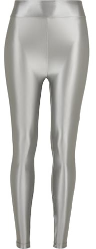 Urban Classics Damen Ladies Highwaist Shiny Metalic Leggings Hose, darksilver, XXL