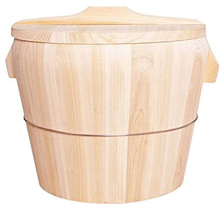 JANEFLY Wooden Steamed Rice Bucket, Sushi Rice Steamer Wooden BucketDetachableNon stick Pot Heat Preservation Suitable for Multi personUse for Cooking Rice, Mixing Bucket,40CM/16in