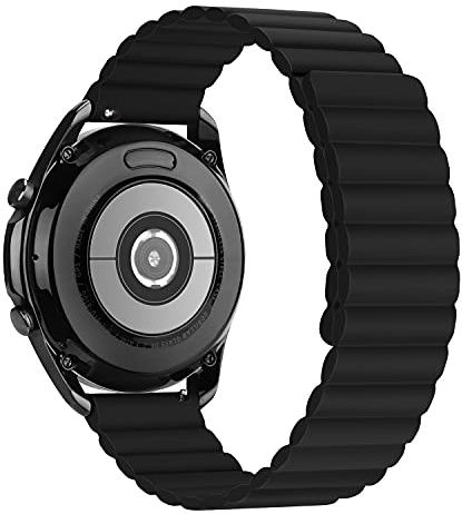 Tasikar 22 mm armband kompatibelt med Galaxy Watch 3 45 mm armband, silikon magnetiskt lås [dubbelsidigt bärbart] ersättningsarmband för klocka 46 mm, svart