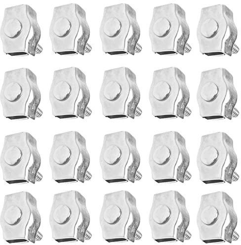 Floatdream 20 Piezas Abrazadera De Cable, Clip Para Cable de Acero, De Inoxidable, Abrazadera Simple Cables de Acero Para la Fijación de Cables de Acero y Cables