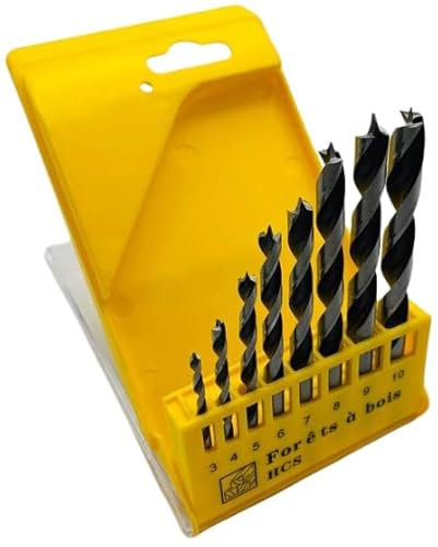 Nemura Coffret de 8 Forets à Bois HCS - Acier à Haute Teneur en Carbone - Lot de Mèches pour Perceuse - Avec Boîte de Rangement - Outillage Résistant - Marque Française