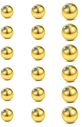 JFORYOU 14G Ersatzkugeln für Piercingschmuck 18-20 Stück Chirurgenstahl Kugeln mit Außengewinde Piercing Ersatzkugeln Industrial Zunge Nippel Nabel Bauchnabel Piercing Kugeln 5MM 6MM 8MM