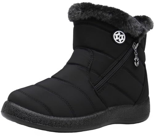 Eagsouni Winterstiefel Damen Winterschuhe Wasserdicht Warm Plush Gefütterte Schneestiefel Stiefeletten Winter Outdoors rutschfeste Stiefel Boots,Schwarz C,40 EU