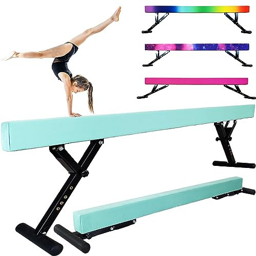 Seliyoo Adjustable Balance Beam for Kids, 8FT Gymnastics Beam with Anti-Slip Legs, High and Low Floor Beam for All Gymnastics Levels, Professional Gymnastic Equipment for Home, Gym Center