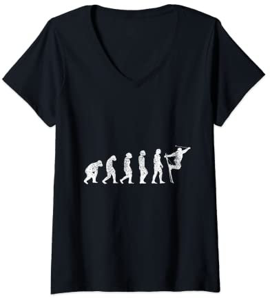 Damen Skifahren Skiausrüstung Skifahrer Skispringen Skilanglauf T-Shirt mit V-Ausschnitt