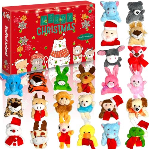 Lubibi Toy Advent Calendars 2025, 24 Mini Animal Plush Toys, Mini stuffed animals for toddlers, Christmas Countdown Calendar gift for kids boys girls ages 2 3 4 5 6