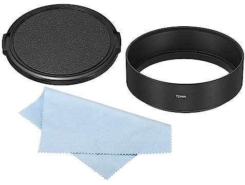 PATIKIL 72mm Lens Hood, Standard Focus Frosted Surface Anti-reflective Inside Hood with Cap and Cleaning Cloth for Camera Lens, Black for Nikon, for Fujifilm, for Pentax, for Leica