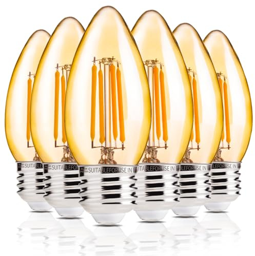 ALAMPEVER 6 Pack Chandelier Light Bulbs 40W Equivalent, 330LM E26 Edison Bulb, Dimmable LED Light Bulb, 2200K Warm White, B11 Type, 4W, Ideal for Living Room, Bedroom, Dining Room