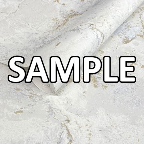 World of Wallpaper Luxe Collection, Textured, White/Gold (WOW090) Sample | Easy to apply wallcovering, Heavyweight, Marble Effect, Metallic, Glitter, Bedroom, Hallway (approx. 50cm x 30cm SAMPLE)