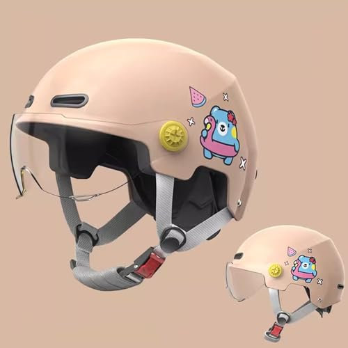 QJWMatic Motorrad-Halbhelm für Kinder, leicht, offenes Gesicht, elektrischer Motorradhelm für Rennjet, Roller, Helm, Moped, Cruiser, Jungen und Mädchen D,50-58CM