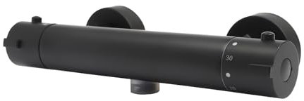 Duscharmatur mit Thermostat Schwarz Mischbatterie Dusche Duschthermostat für Badezimmer Armatur Bad Brausethermostat mit Sicherheitssperre bei 38°C