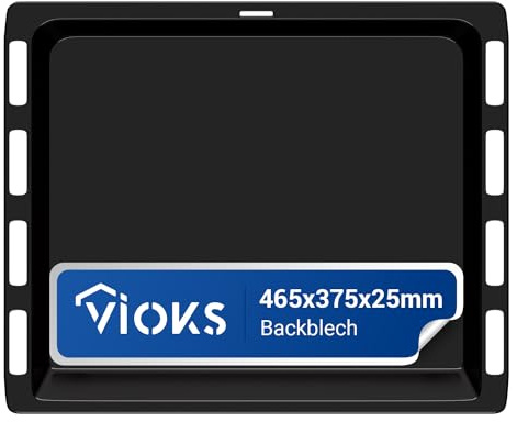 VIOKS Ofen Backblech 465x375 x 25 mm Ersatz für Bosch 00742635 742635 | Blech Bratenblech, Emailliert, Ofenbleche, für Ofen Herd