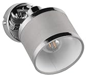 lightling Modern Wandlampe Aris, Stoffschirm in Grau, Wandspot, exkl. 1 x E14 max. 28W, Höhe 15 cm, Breite 10 cm, Metall, chrom