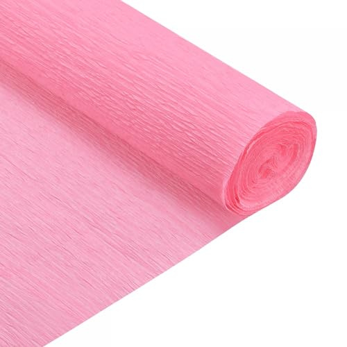 TOP-VIGOR Crepe-papper, 50 cm x 2,3 m hantverksstreamers, hängande regnbåge crepe pappersrulle för blommor, presentförpackning, födelsedagsdekorationer, festdekorationer, mörkrosa