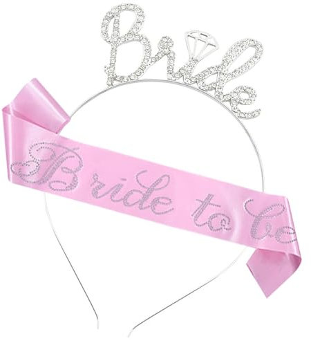 Goowafur Brautkronen für Hochzeit, Hochzeitstiara | Schärpe und Tiara-Set - Stirnband-Tiara mit roségoldener Bride to Be-Schärpe, Junggesellinnenabschiedszubehör für Tochter und Schwester