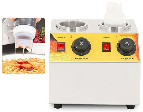 XCSCUK Electric Sauce Heater, Double Cylinder Jam Jar Thermostat, Chocolate Sauce Dispenser, Suitable for Dessert Shops, Snack Bars