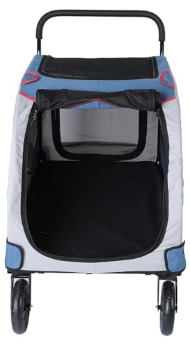 Großer Hundewagen, Zusammenklappbarer Hundewagen, Stabiler Rahmen, Atmungsaktives Fenster, 80 Kg Tragfähigkeit für den Außenbereich (GRAY)