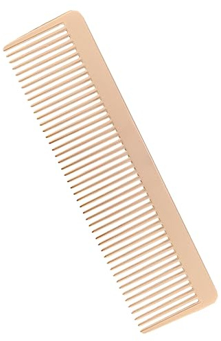 WOONEKY Goldener Friseurkamm aus Zinklegierung Poliert und Bruchsicher für Bart und Haarstyling im Salon oder Zuhause