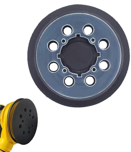 GVSS 1 Pièce Plateau Ponceuse pour DeWalt DWE6423 125mm,5 Pouces 8 Trous | Caoutchouc PU anti-vibration,Bonne aspiration de poussière,Finition lisse,Adapté au bois,métal,automobile et meubles