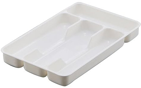 Range Couverts, Plateau d'Ustensiles Extensible pour Tiroir, Organisateur de Tiroir Réglable pour la Cuisine, Rangement Compact en Plastique pour contenir des Cuillères, Fourchettes (blanc)
