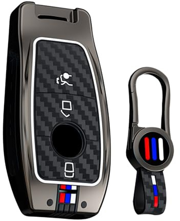 ontto Coque de protection pour clé de voiture Mercedes A C E S G Classe GLC CLE CLA GLB GLS W177 W205 W213 W222 X167 AMG Coque de protection en métal 3 boutons