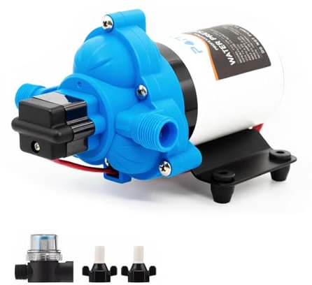 Pompa Acqua, Pompa Autoadescante 12V 3,1 bar 45 PSI Pompa ad Acqua ad Alta Pressione Membrana ad Alta Pressione per Camper Roulotte Yacht Pompa Irrigazione Giardino