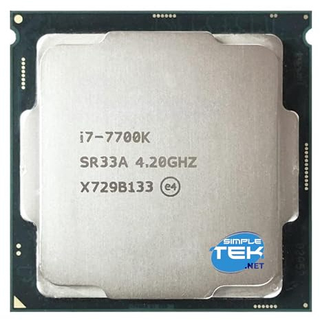 SIMPLETEK - i7‑7700K LGA 1151 Desktop-Prozessor – 4 Kerne/8 Threads, Basis 4,2 GHz bis zu 4,5 GHz Turbo, 8 MB Cache, TDP 91 W (Generalüberholt)