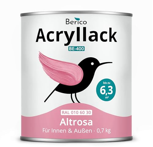 Berico Acryllack - Altrosa Malve Pink - 0,7 Kg - 4in1 Lack Buntlack Möbelfarbe Möbellack - Für Innen und Außen - Holz, Möbel, Metall & Fliesen