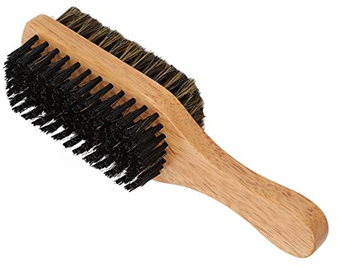 Marhynchus Luxus Holzgriff Doppelkanten Bartbürste Professionelles Pflegewerkzeug mit Gekrümmtem Design für 360 Wellen und Tägliche Wartung
