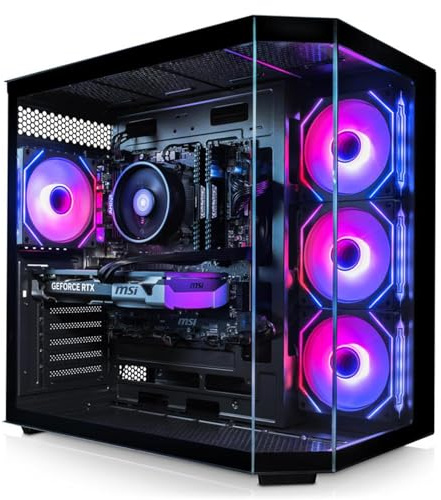 ADMI Gaming PC: AMD Ryzen 7 5700X - AIO Liquid Cooler - RTX 5060 Ti 8GB GDDR7 - DDR4 32GB - NVME 1TB - Edge ARGB Panoramic Case (Black) - WiFi - Windows 11
