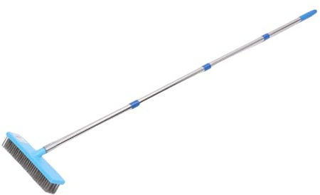 Ausla Ripasso a Pavimento Pavimento Esterno, Manico Telescopico della Scopa in Acciaio Inossidabile per la Pulizia del Garage per Bagno Patio (160 cm)