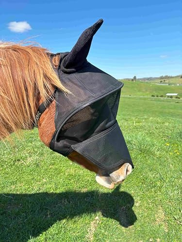 Solar Vizor Horse Fly Mask with Ear and Nose (Size COB), Innovative Design - 100% UV Eye Protection for Horses with Uveitis, Photosensitivity, Ulcer, Head Shaking, Protects from Flies, Insects, Dust.