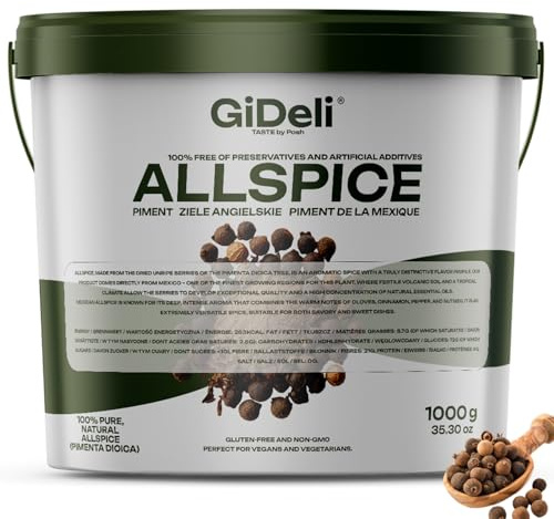 GiDeli Pimienta de Jamaica entera 1 kg en el cubo de especias granos semillas de pimienta