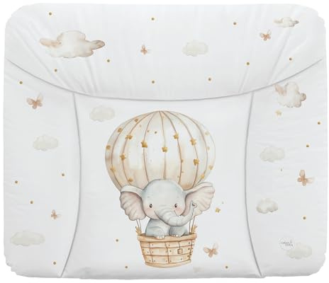 Ceba Baby® weiche Wickelauflage 85x72 cm - Baby Wickelunterlage- Wickeltischauflage für Junge und Mädchen - Wasserdicht, abwaschbar - OEKO-TEX® Standard 100 - Made in EU -Elefant im Ballon