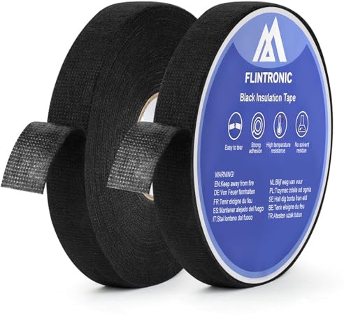 flintronic PET Fleece Fabric Tape, 19MM*15M Wiring Loom Harness Cloth Tape, Self Adhesive Cloth Tapes, Heat-Resistant Insulating tapes for Automotive Car Motorcycle Electricals (2PCS)