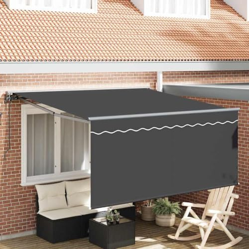 Qnhdfrt Store à bras articulés, gris anthracite, 350 x 250 cm, avec tissu robuste et cadre en aluminium revêtu par pulvérisation, design moderne et durable, pour terrasse, balcon et jardin