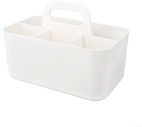 Contenitore portatile impilabile con più sezioni, scatola organizer per uso domestico e ufficio, aiuta a mantenere spazi di lavoro ordinati e organizzati (bianco)