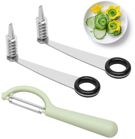 2 piezas espiral Twister de patata con pelador, utensilio de cocina manual para una preparación creativa de frutas y verduras, para pepinos, zanahorias, calabacines y manzanas