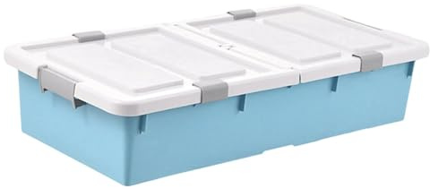 Baoblaze Contenitore portaoggetti sottoletto, Resistente, di Grande capacità, Multifunzionale, con Coperchio per Cuscini, Blu
