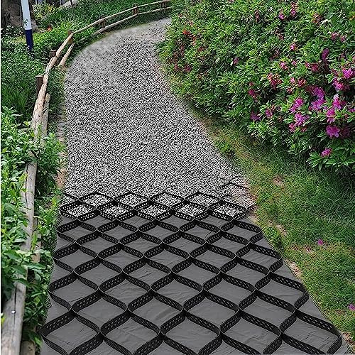 Estabilizador de rejilla de grava permeable, sistema de soporte de suelo de 2 profundidades, plegable, 1 x 2 m, rejilla de grava para calzadas, patios y zonas de tráfico pesadas.