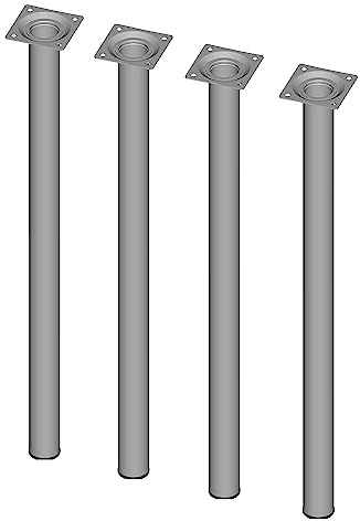 Element System Möbelfuß rund – Stahlrohrfuß, ideal als Tischbein für die Gestaltung individueller Möbelstücke – Ø 30 mm, Länge 600 mm, Weißaluminium