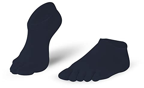Knitido Essentials Sneaker | Calzini alla caviglia con dita separate per uso quotidiano e tempo libero, Misura:35-38, Colore:Nero (101)