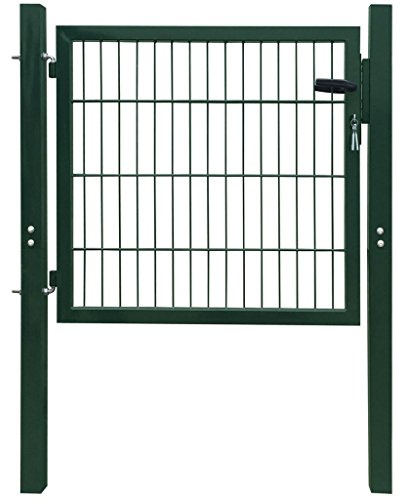 Festnight Portillon de Jardin, Patio Portail en Grillage portillon Cloture Exterieur en Acier Vert 106 x 150 cm