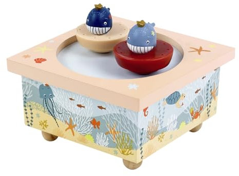 Trousselier 6260412 Spieluhr mit tanzenden Figuren für Kinder, Wale, magnetisch, Musikbox, Musikspieluhr