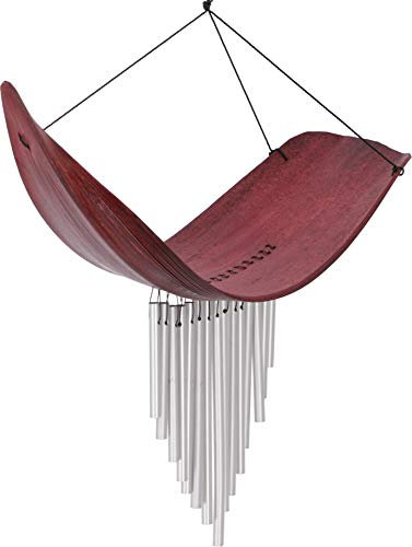 Guru-Shop Carillon en Aluminium, Carillon éolien Exotique - Rouge Feuille de Palmier, 30x40x10 cm, Carillons à Vent Carillons à Tonalité