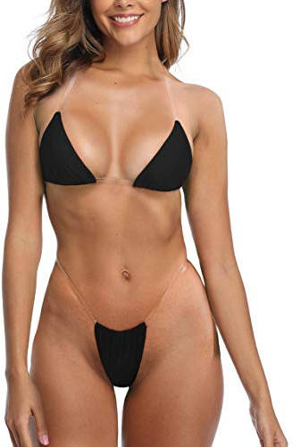 SHERRYLO Stringbikini, genomskinliga remmar, fräcka brasilianska mikrostringtrosor, bikini, baddräkt för kvinnor, sexig, utan solbränna, M