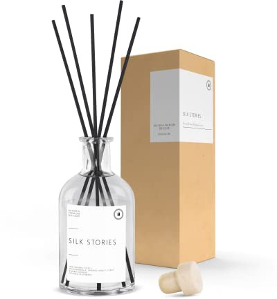 BOHORIA Raumdiffuser 250 ml Silk Stories – White Magnolia, Amalfi Citrus & Warm Sunshine – eleganter Duftdiffuser mit Holznoten, Zitronenschale & Magnolie (250ml, Silk Stories)